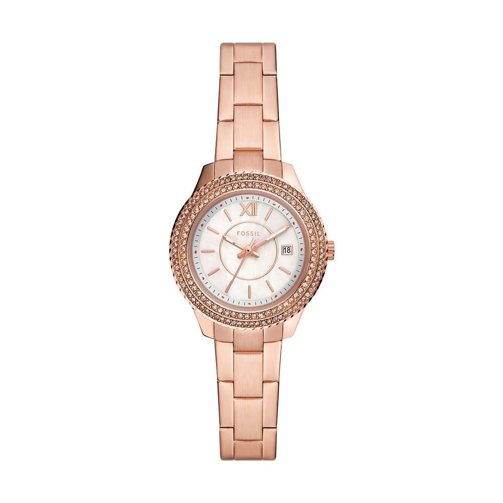 Women's Stella Three-Hand Date, Rose Gold-Tone Stainless Steel Watch, ES5136, One Size