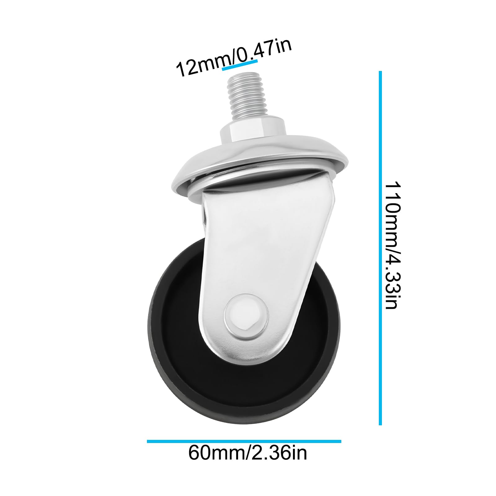Create idea 2 Ruedas de 60 Mm para Gato Horizontal de 3 Toneladas con Rosca de 12 Mm para Gato de Suelo