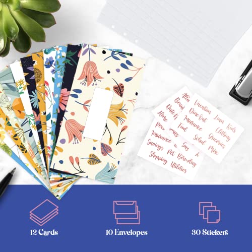 Soul Mama A6 Cash Envelopes For Budgeting Binder - 12 Pcs Floral Themed Budget Binder Inserts, Budget Envelopes Binder Pockets With 6 Holes, Money Saving Envelopes, Cash Stuffing Envelopes #TOP1