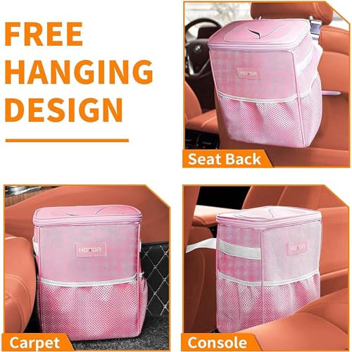 Image of HOTOR Car Trash Can, Leakproof Car Organizer, 2-Gallon, Pink