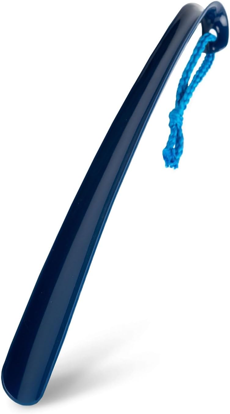 Shoe Horn, Extra Long Handled Navy Plastic Shoe Horn for Taking Boots on and off with Comfort Grip, Long Shoe horn for Men, Women