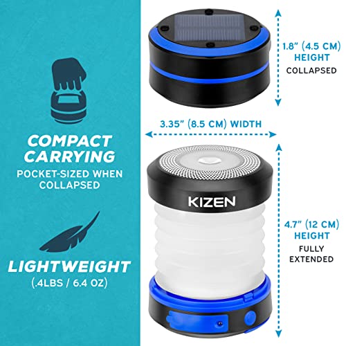 Kizen Solar Lantern - Collapsible Led Camping Lantern - Rechargeable Solar - Usb Portable Lamp And Phone Charger For Emergency, Power Outage, Hurricane - Tent Lights, Hiking, Backpacking Gear, Yellow #TOP6
