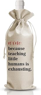 DOI-LANEE Gift for Teachers Wine Bag, Teacher Appreciation Gifts, Graduation Party Supplish, Thank You Gift for Teacher Coworkers Colleagues, 1 Pcs Burlap Wine Bottle Cover Bag