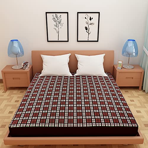 Image of DREAM CARE Waterproof Fitted Terry Cloth Printed Mattress Protector for Single Size Bed with Elastic Strap - 72 inchx30 inch, Coffee