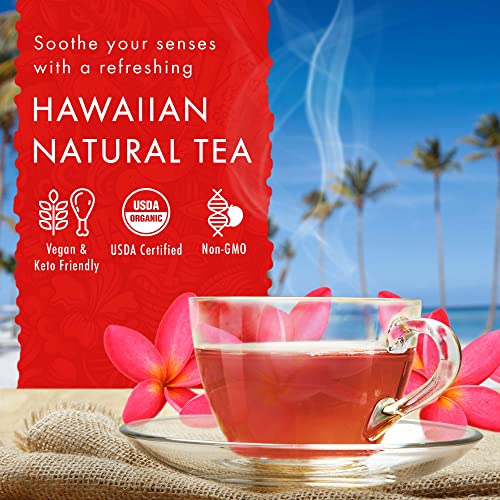 Image of Hawaiian Natural Tea - Organic Hibiscus Bliss Herbal Tea, Caffeine-Free Hibiscus Tea, All-Natural and Antioxidant-Rich Wellness Tea, Vegan and Keto-Friendly, 60 Tea Bags