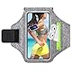 GlasFlength Brassard de sport universel pour téléphone portable - Avec poche pour écouteurs - Support pour téléphone portable - Pour iPhone 15/14/13/12/Samsung Galaxy S24/S23 Huawei Xiaomi (blanc gris