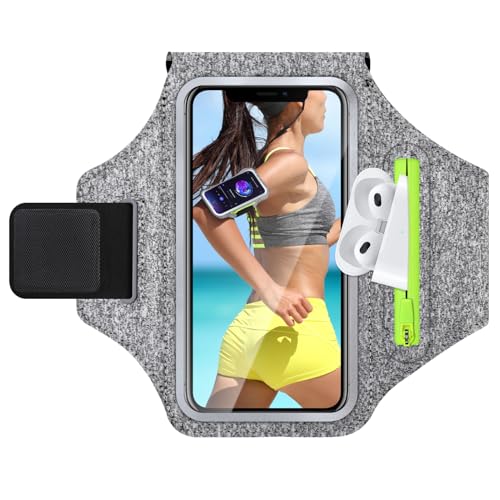 GlasFlength Brazalete Deportivo Universal para teléfono móvil, Funda para Correr con Auriculares, Soporte para teléfono móvil, Brazalete para Correr para iPhone 15/14/13/12/ Samsung Galaxy S24/S23