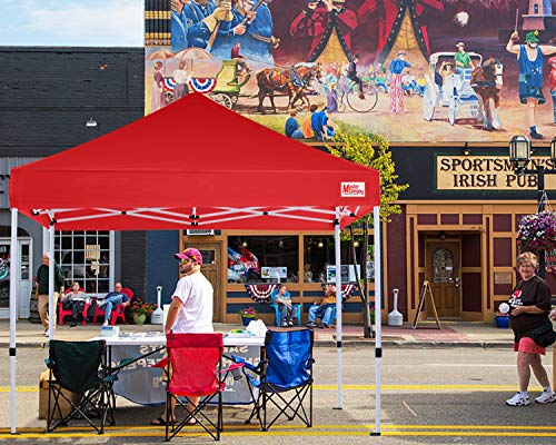 Image of MASTERCANOPY 8x8 Heavy Duty Pop Up Canopy Tent with Roller Bag(Red)