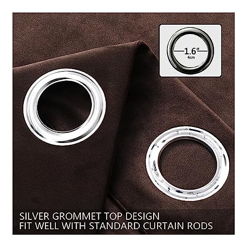 Image of Amazon Brand - Umi Velvet Eyelet Door Curtains with pom pom Lace for Living Room Bedroom Kitchen 1 pc Pack in Coffee Color (Windows - 4 feet x 5 feet)