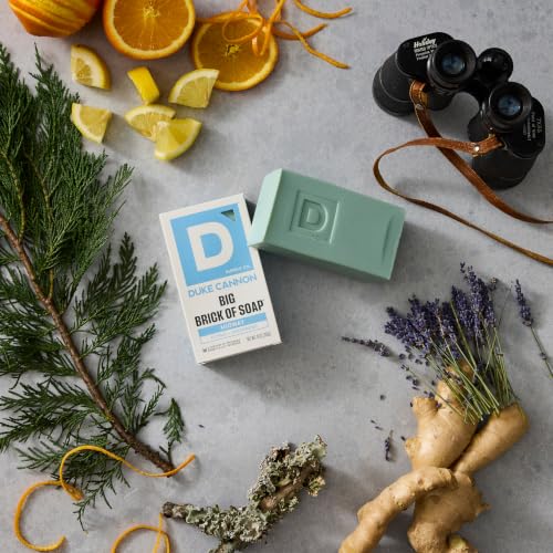 Image of Duke Cannon Supply Co. Extra Large Bar Soap - Men's Natural Soap with Masculine Scents - Citrus + Cederwood - Made in the USA with domestic & globally sourced material - All Skin Types - Midway,10 oz | Citrus + Cedarwood Scent - Triple-Milled Men's Bar Soap - Deep-Cleansing Bath Bar