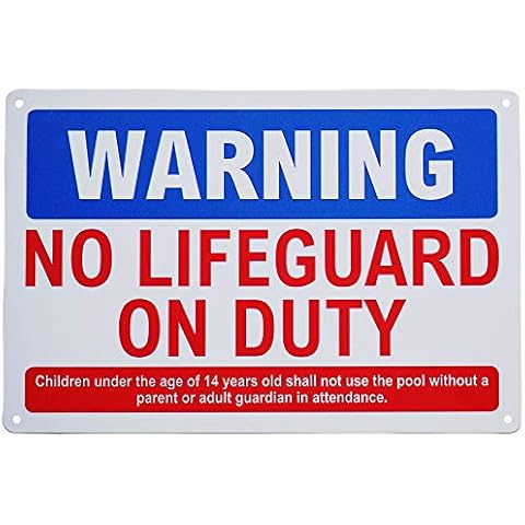 Monifith Funny Pool Safety Rules Warning NO Lifeguard on Duty Sign for Residential or Commercial Swimming Pools 8 X 12Inch Cover