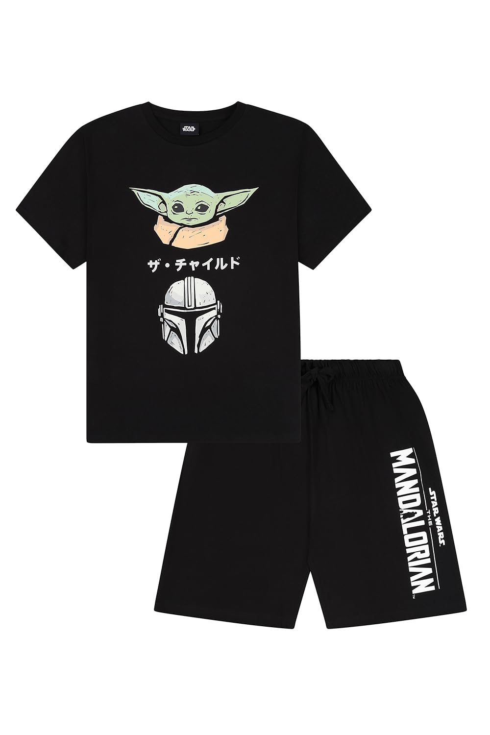 Star Wars Mens The Mandalorian Grogu Short Black Pyjamas (XX-Large)