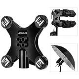 AODELAN Camera Flash Stand Speedlite Light Bracket with 4 Speedlite Mount 4 Umbrella Reflector Holde