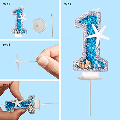 2.76" Large Birthday Candles Number 4 For Cake, Shell Sequins Number Candles For Birthday Party Wedding Anniversary Decorations #TOP5