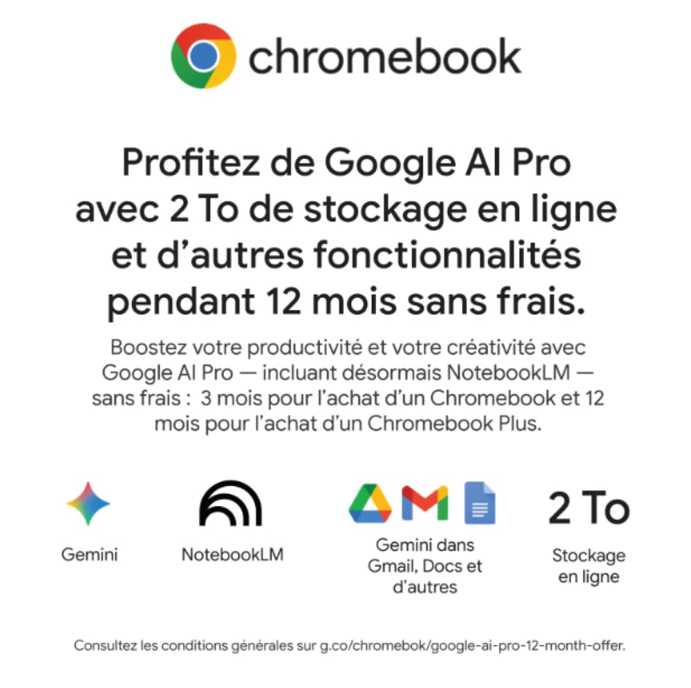 Acer Chromebook Plus 516 I PC Portable 16" WQXGA (2560x1600) 120Hz I Intel Core i3-1315U (13e Gén.) I 8Go RAM LPDDR5 I 128Go UFS I Chrome OS IClavier FR AZERTY Rétroéclairé I CB516-1H-39P4