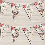 Vintage Shabby Chic Floral Light Skinned Girl Children's Birthday Bunting Garland Banner Decoration