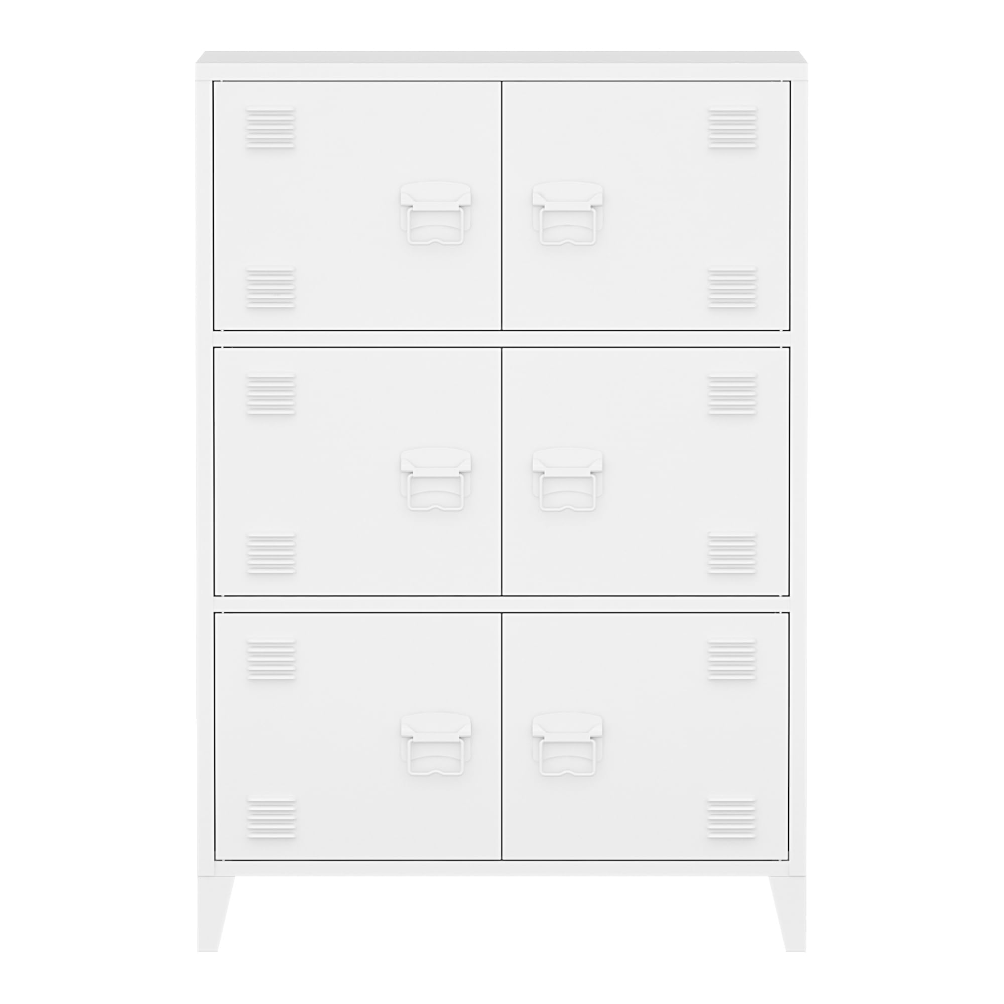 [en.casa] Armoire Métallique de Bureau avec Casier, Portes et Étagères - Meuble de Rangement pour Salon, Chambre, Atelier - Acier 113 x 80 x 40 cm Blanc