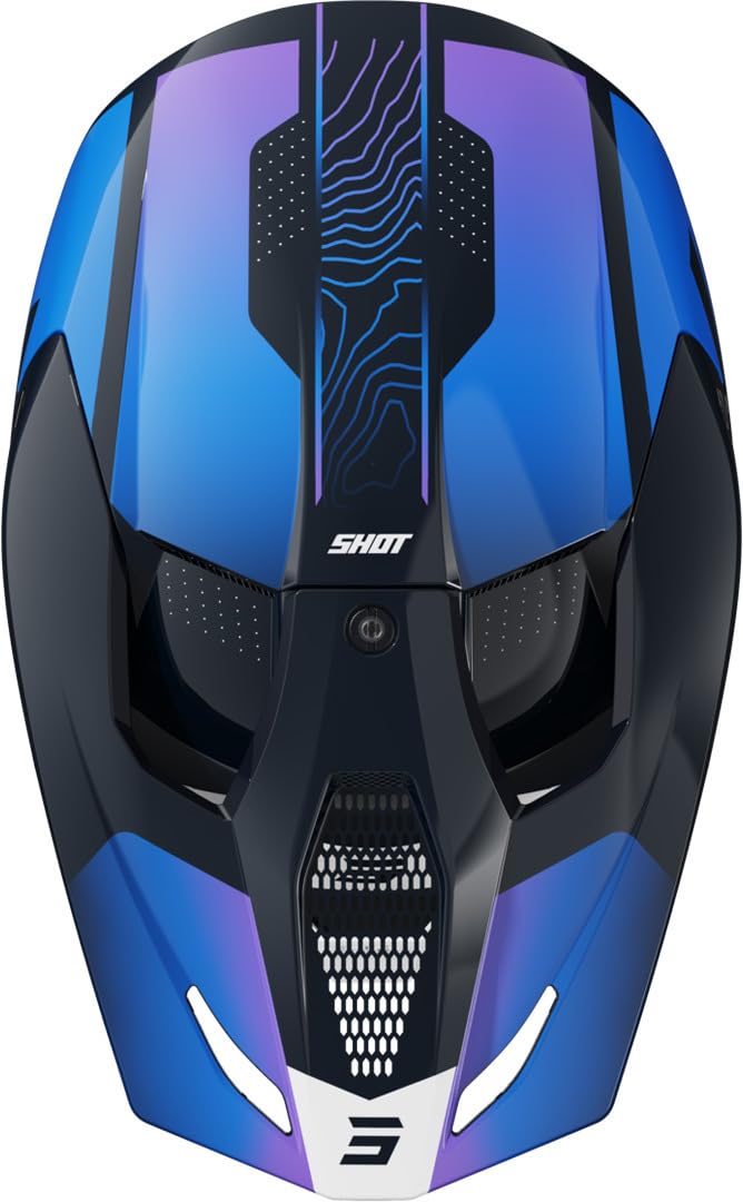 SHOT RACE GEAR Casque Motocross Furious Apex Blue Glossy – Casque Moto Tout-Terrain Homologué ECE 22.06 – Ultra Léger 1300 g – Ventilation Optimisée – Fermeture Double D - Taille L