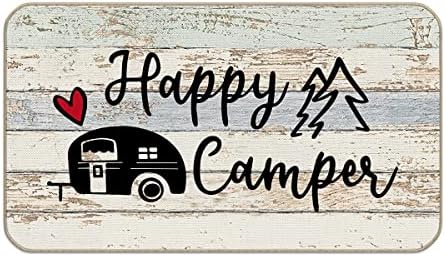 Happy Campers Vintage Door Mat,17"X30" Decorative Home Indoor Outdoor Front Porch Door Mat,Farmhouse Campsite RV Welcome Mat Decor,Gifts for Camping Lovers Campers