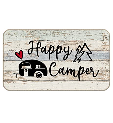Happy Campers Vintage Door Mat,17"X30" Decorative Home Indoor Outdoor Front Porch Door Mat,Farmhouse Campsite Rv Welcome Mat Decor,Gifts For Camping Lovers Campers #TOP24
