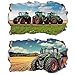 2Pcs Wandtattoo Traktor Trecker 3D Effekt XXL Farm Feld Landwirtschaft Wandaufkleber Fenster Selbstklebend für Junge Kinderzimmer Groß 1000mmx600mm