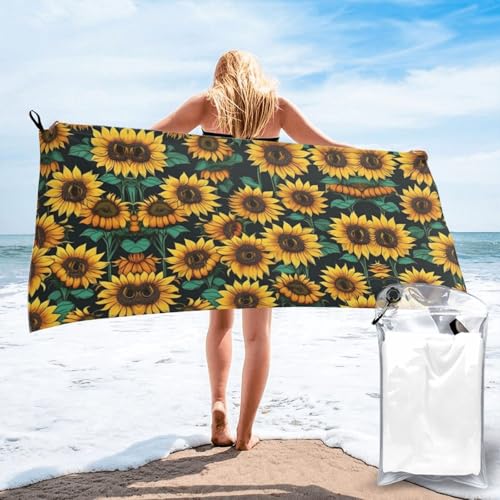 Toalla de baño grande para playa y piscina con estampado de girasol suave 2