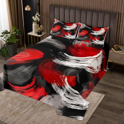 jejeloiu Kids Tie Dye Coverlet Set Queen Size, Irregular Geometry Quilted Coverlet Abstract Geometry Bedspread Boys Girls Teens Bedroom Decor 3Pcs