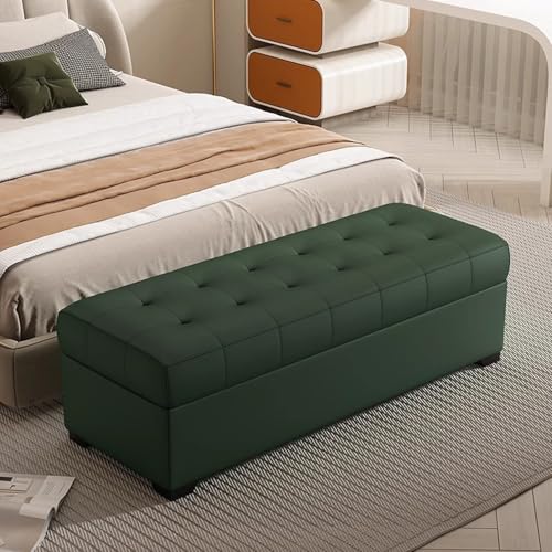 Coffre de rangement en bout de lit capitonné avec pieds