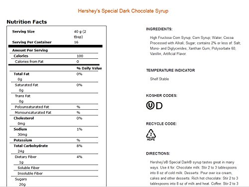 Hershey's Special Dark Syrup Bottle - 22 Oz - 3 Pk #TOP3
