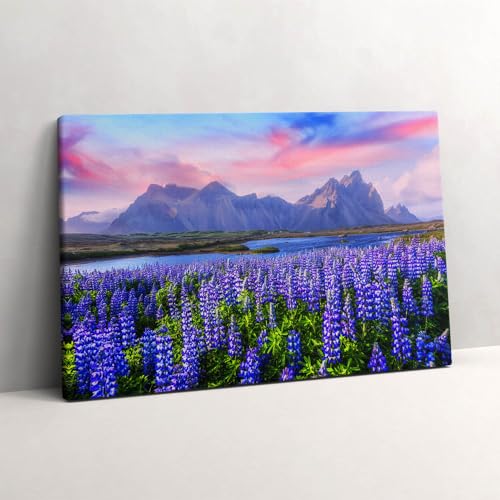 Décoration murale d'art lavande Islande 60x40 toile Wallfluent