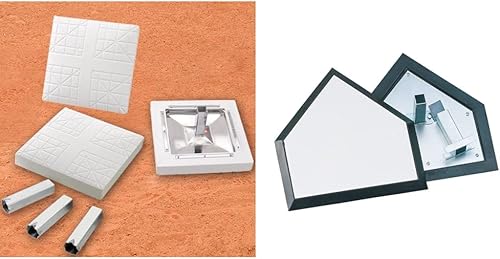 MacGregor Major League Bases con anclajes (juego) y Champion Sports BH87 - Bases de béisbol y sóftbol para adultos, color rojo, talla única de EE. UU