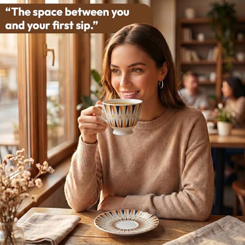 Image of UPC Premium Bone China Cup & Saucer Set (6 Pieces) | Elegant Solid Color Tea Coffee Cups | Lightweight, Durable & Glossy Finish | Ideal for Home, Office & Gifting