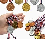 SHDOFN 30 Medallas De Oro, Plata Y Bronce, Diseño De Plástico, con Estructura De Cuerda para El Cuello, Recompensas para Competiciones Infantiles, Aptas para Escuelas Y Actividades.