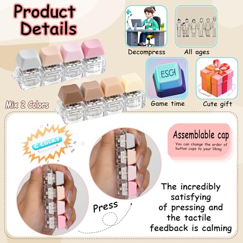 Image of 2 Keyboard Fidget Toys,Keyboard Fidget Keychain 4 in 1 Keyboard Decompression Button Finger Clicker Toys,Button Stress Relief Fidget Gift(Malandy)