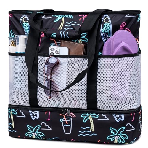 JIANYA Beach Bag XL Women Waterproof Beach Tote Pool Bags with Cooler Sandproof Beach Essentials for Beach Vacation Travel