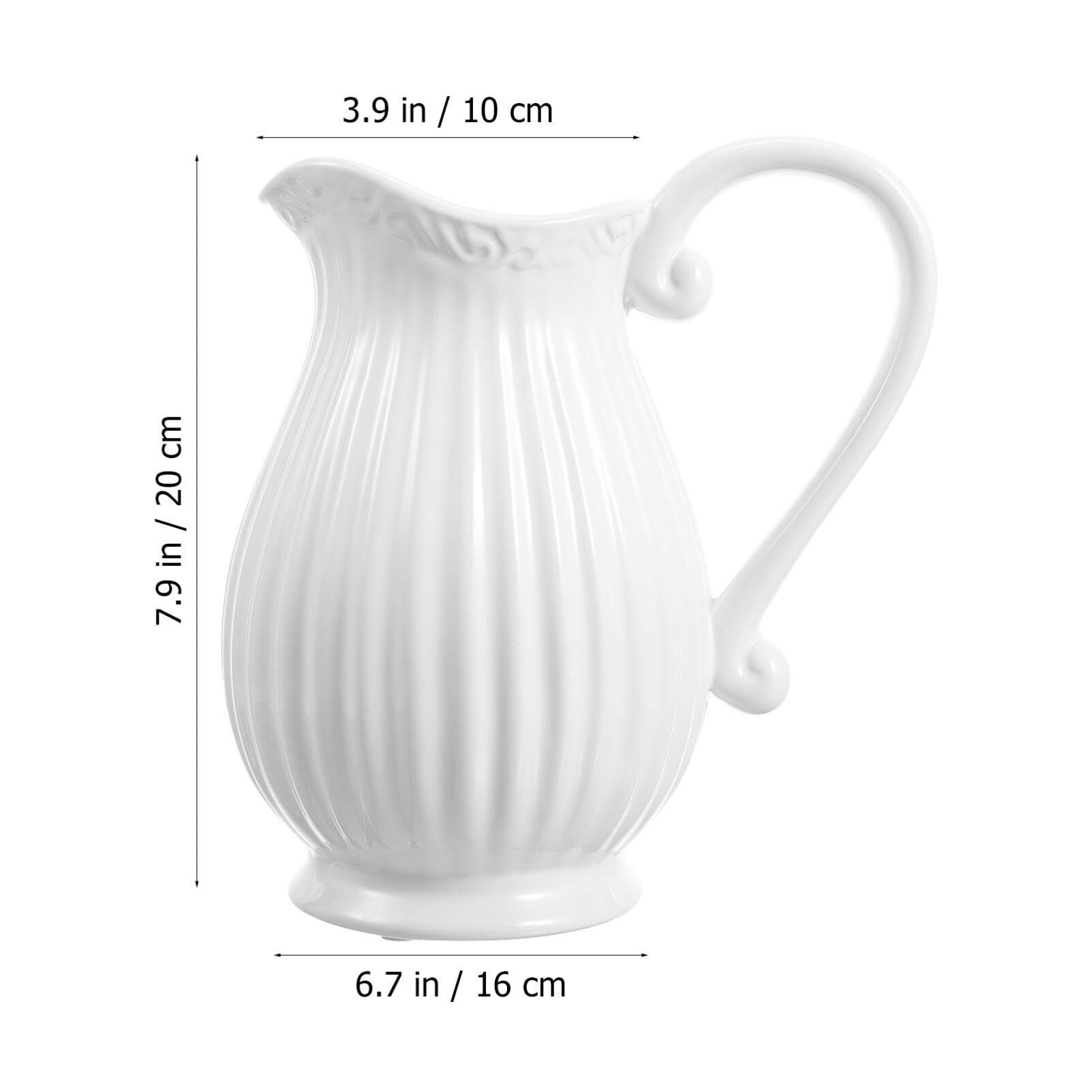 Weiße Keramik-Krugvase - Rustikales Porzellan Für Getrocknete Blumen Ideal Für Bauernhaus Dekoration Minimalistisches Design Für Zuhause 20X17Cm
