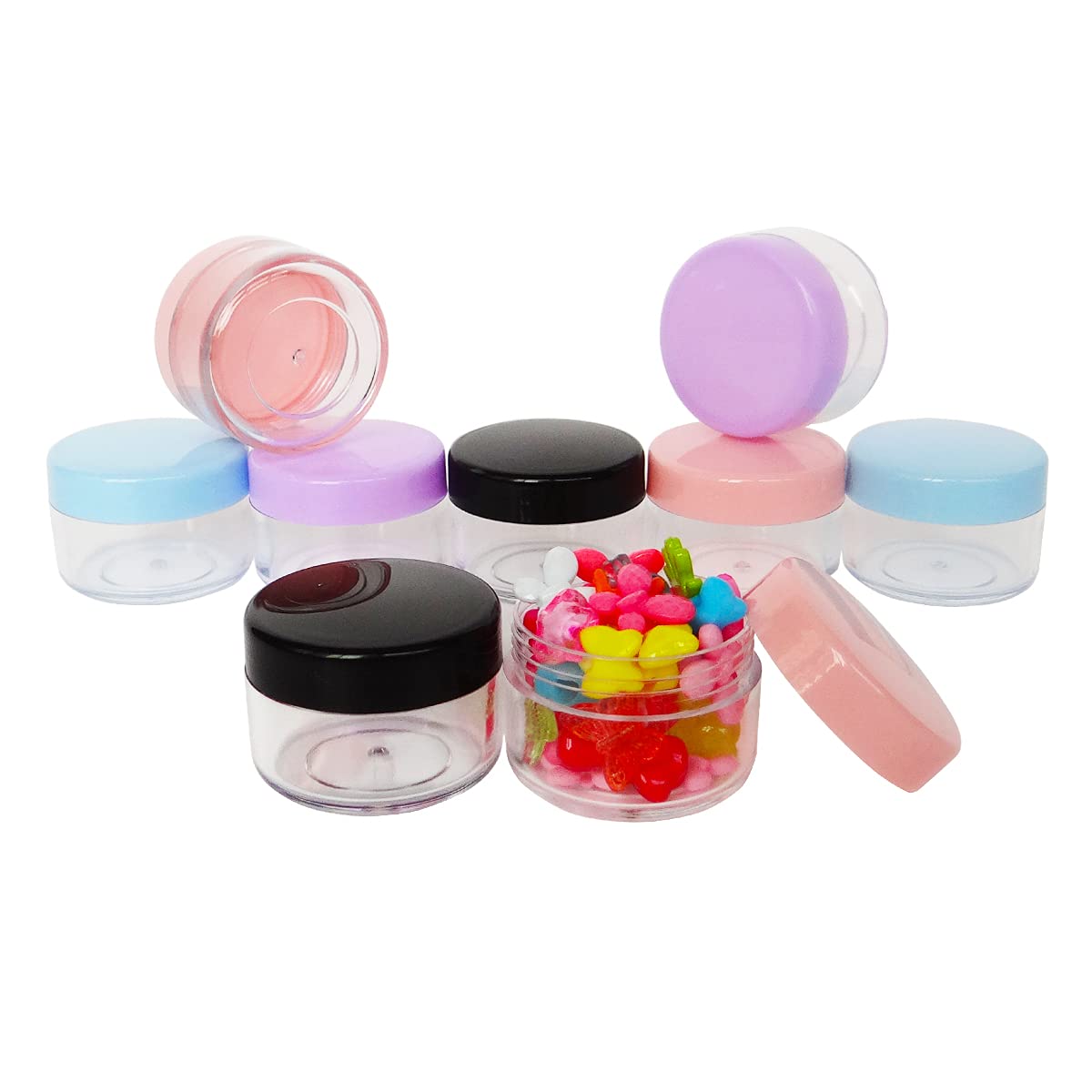Wopanxye 20pack 15ml Makeup Sample Jars, BPA Free, Small Empty Cosmetic Container, Plastic Round Pot Screw-up Cap Lid - Image 3