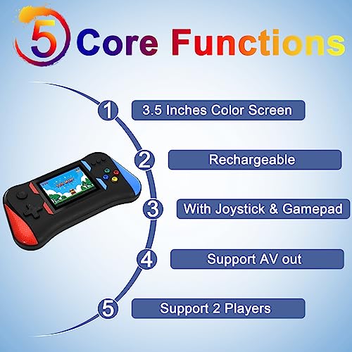 Amazm Video Games for Kids 500 in 1 Handheld Gaming Console Game Mini Retro Classic with 3.5 Inch Colourful LCD Screen, Video Game Console, Portable Video Game System 8 51WTGP2rICL