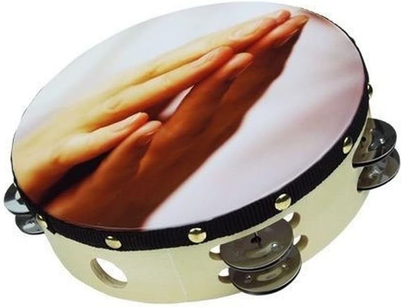 8" Praying Hands Double Row Jingle Percussion Tambourine for Church