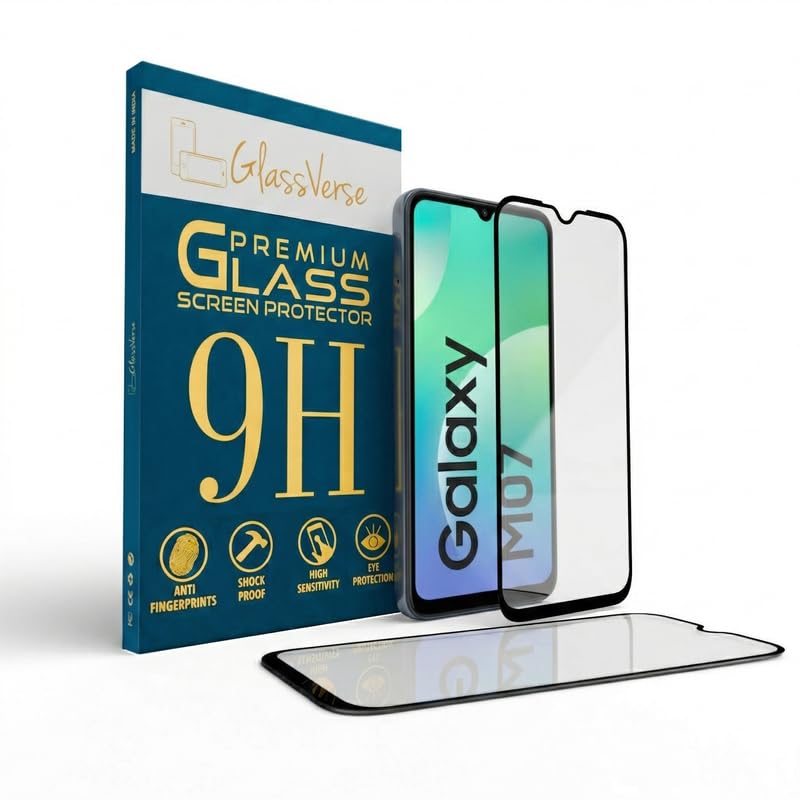 Image of GlassVerse PureView Tempered Glass for Samsung Galaxy M07 | Crystal Clear, 9H Hardness Screen Protector, Edge to Edge, Case Friendly, Hassle-less Installation Kit Included. (Pack of 2)