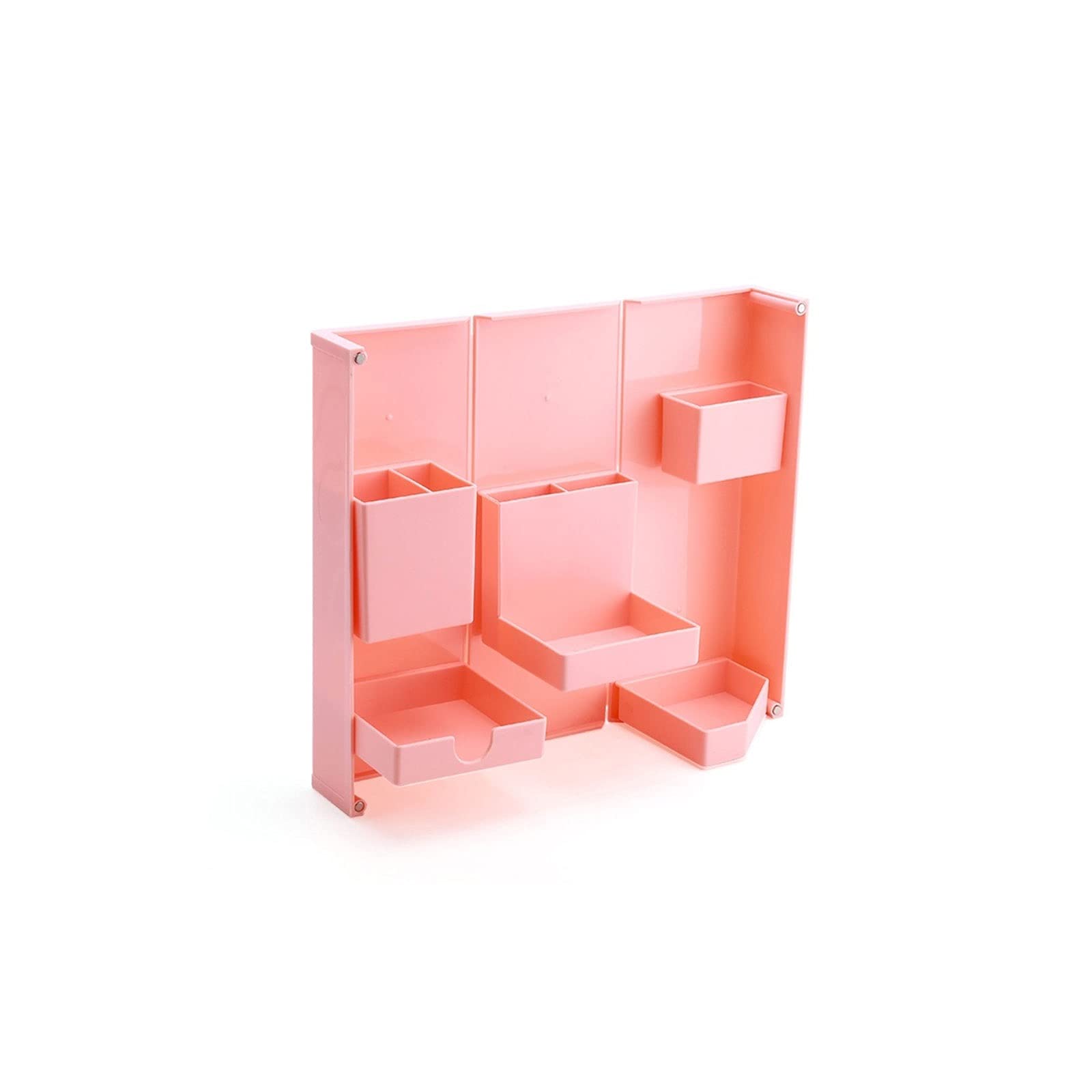 JINGYAN Storage Boxes Folding Vertical Pen Organizer Magnetic Opening and Closing Desktop Stationery Storage Box Multifunctional Student Case(Pink)