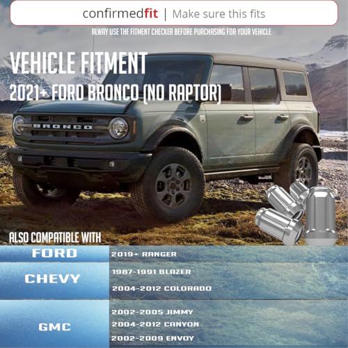 Image of Wheel Accessories Parts 24 Pcs + Key M12x1.5 12x1.5 Thread Car Spline 35mm 1.38 inch Long Lug Nuts Chrome Spline Hex Fits Chevy Blazer Colorado ｜ GMC Jimmy Canyon ｜ Ford Bronco (No Raptor) Ranger