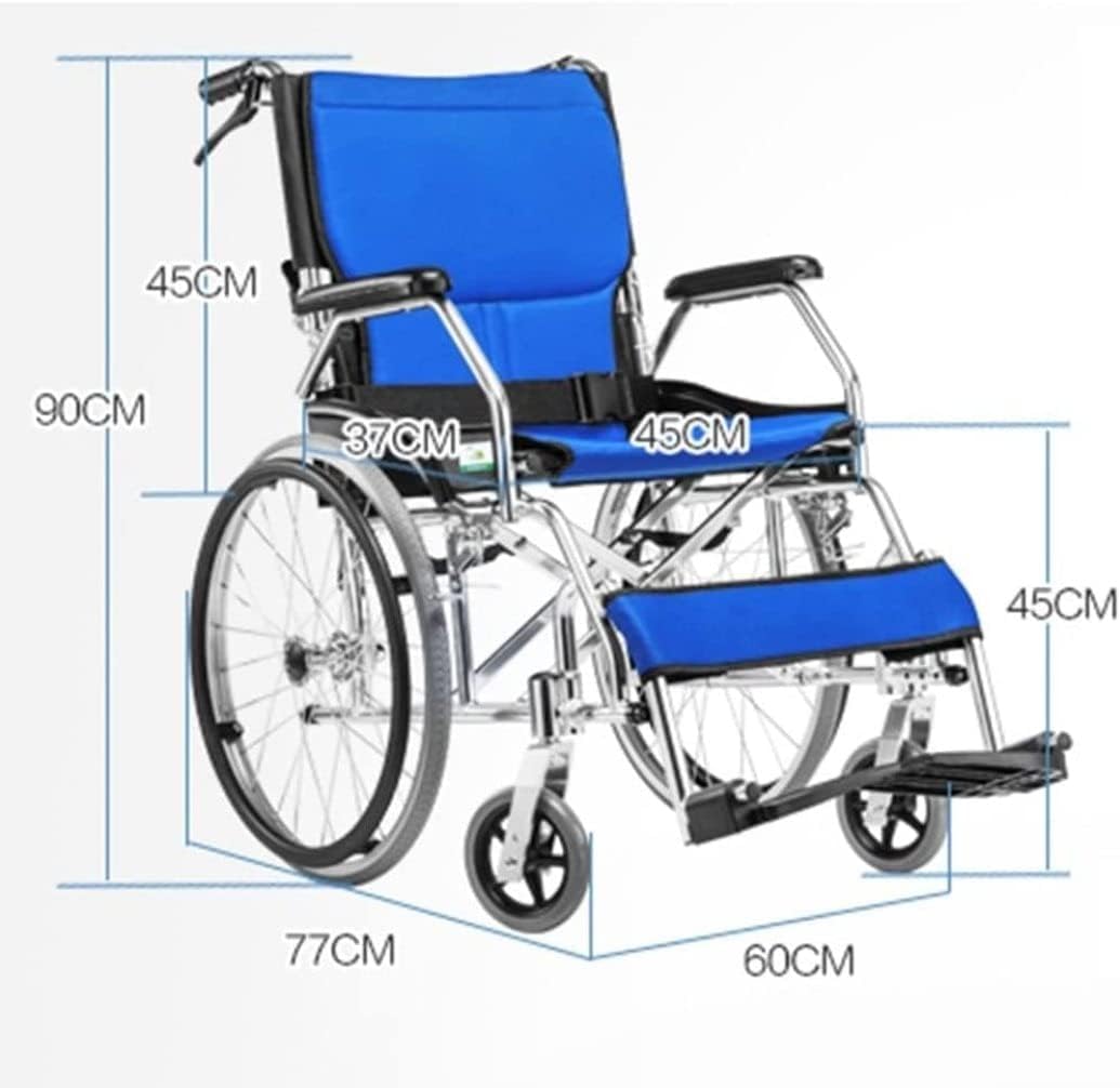 Silla Ruedas Sillas de Ruedas de Aluminio Sillas de Ruedas de Transporte con Empuje Manual Sillas de Ruedas portátiles para Personas Mayores Silla de Transporte con Freno de Mano Conveniente