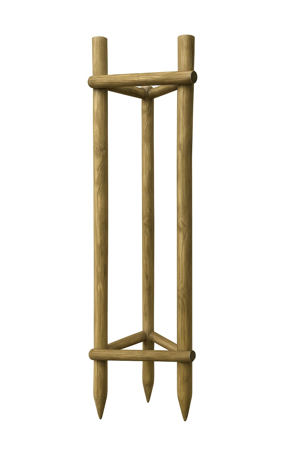 Kit Complet Tuteur Arbre 200 cm ø 6 cm Tuteur Bois avec 3 Piquets 3 Sangles Noires 6 Demi Palissades Support Arbre Fixation Plantes Jardin
