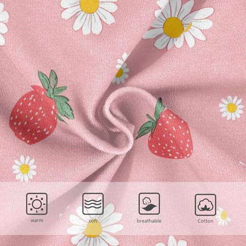 Wusikd Cute Strawberry Daisy Pink Girls' Underwear Cotton Girls Briefs Soft Toddler Underwear 2T3