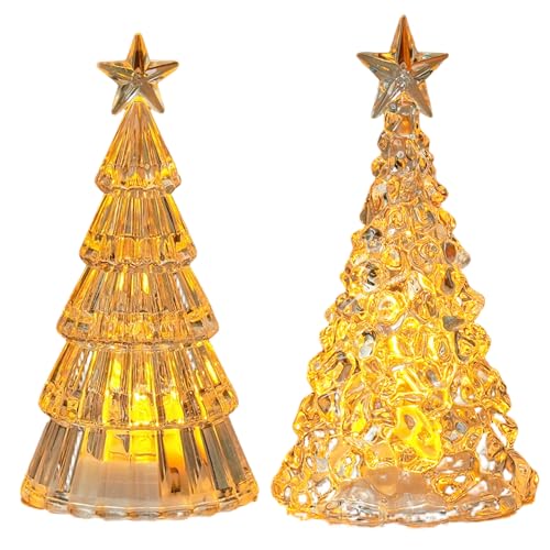 2 sapins de Noël avec lumières LED mini décoration lumineuse de table