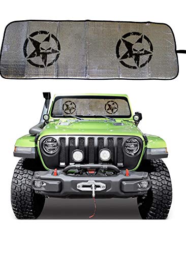 Carps Windshield Sunshade for 2018 2019 2020 2021 JL - JLU Jeep Wrangler Sahara Sun Shade Heat Shield Sun Visor Mat 2 Door & 4 Door