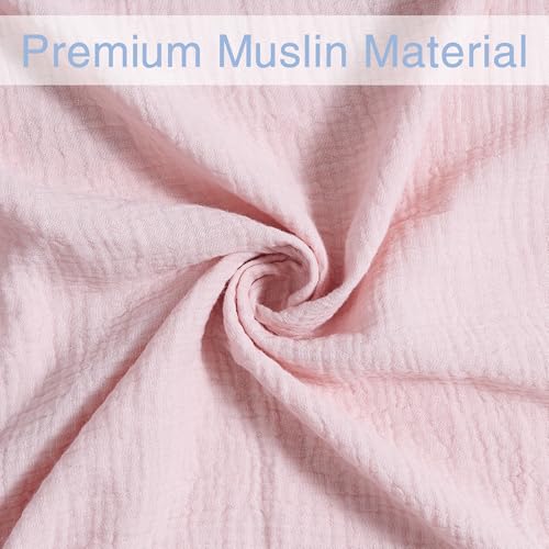 Image of Meracorallo Muslin Swaddle Blanket, 100% Cotton Receiving Blanket Soft and Breathable Swaddle Wrap for Baby Boys and Girls, Pink