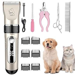 NWOUIIAY Cortapelos para Mascotas IPX7 Impermeable Todo el Cuerpo Lavable Maquinilla Perros Inalámbrico Recargable para Perros y Gatos con 6 Peines Guía