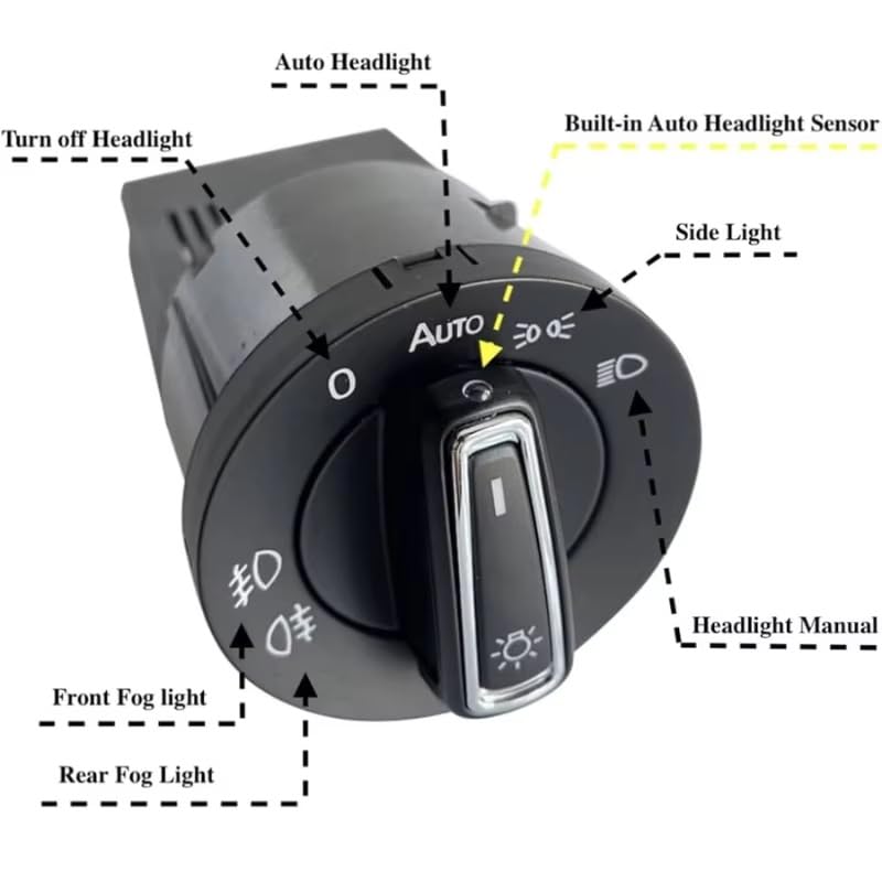 Interruptor de faros para Golf 4 MK4 1998-2004 con sensor automático luces 4